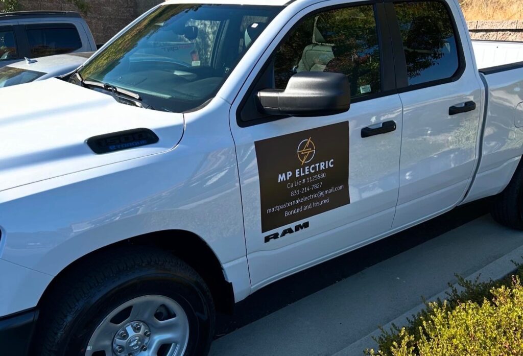 MP Electric service truck, licensed and insured electrical contractor serving Santa Cruz and Santa Clara County