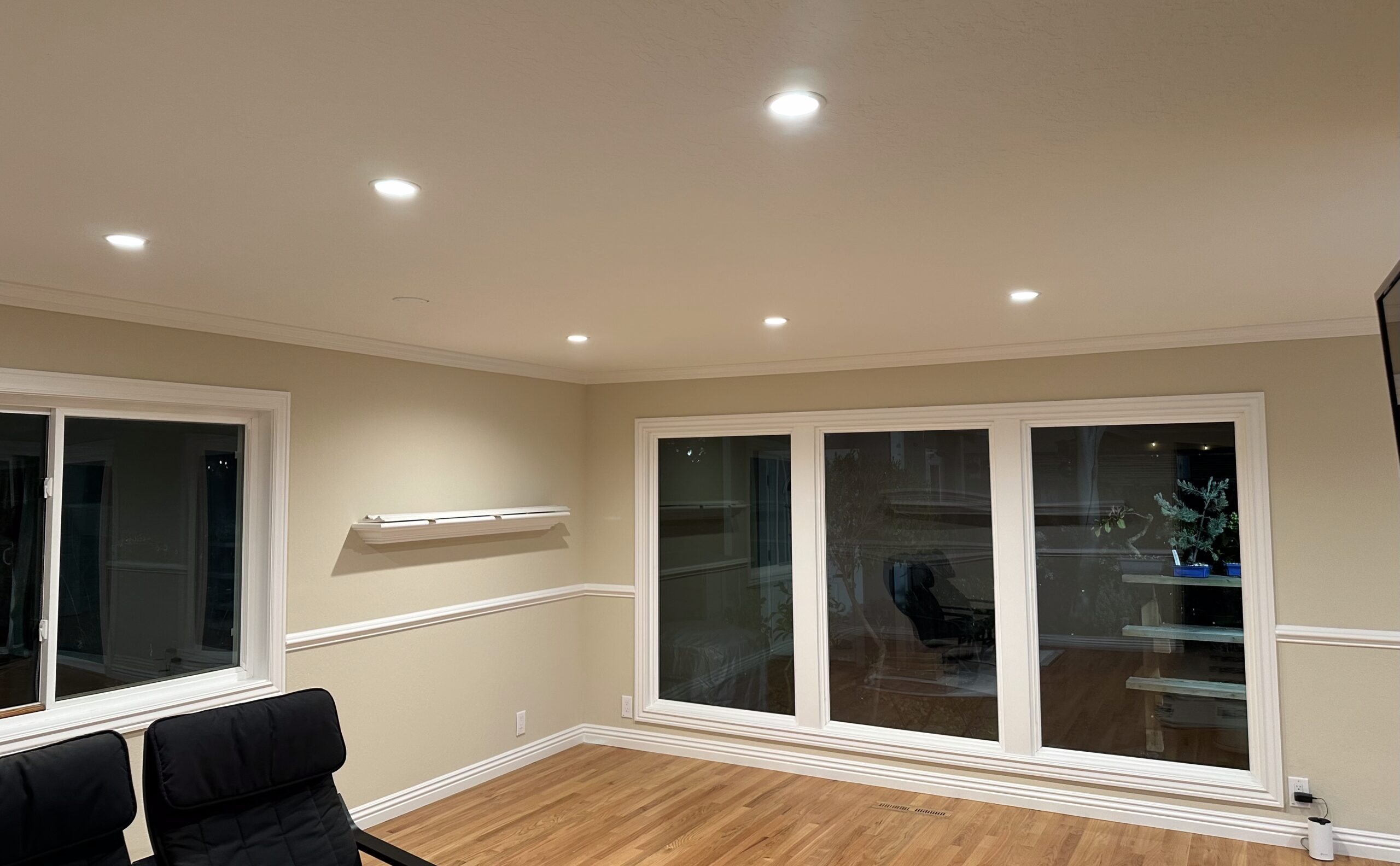 Recessed lighting installation completed by MP Electric in a Santa Cruz home